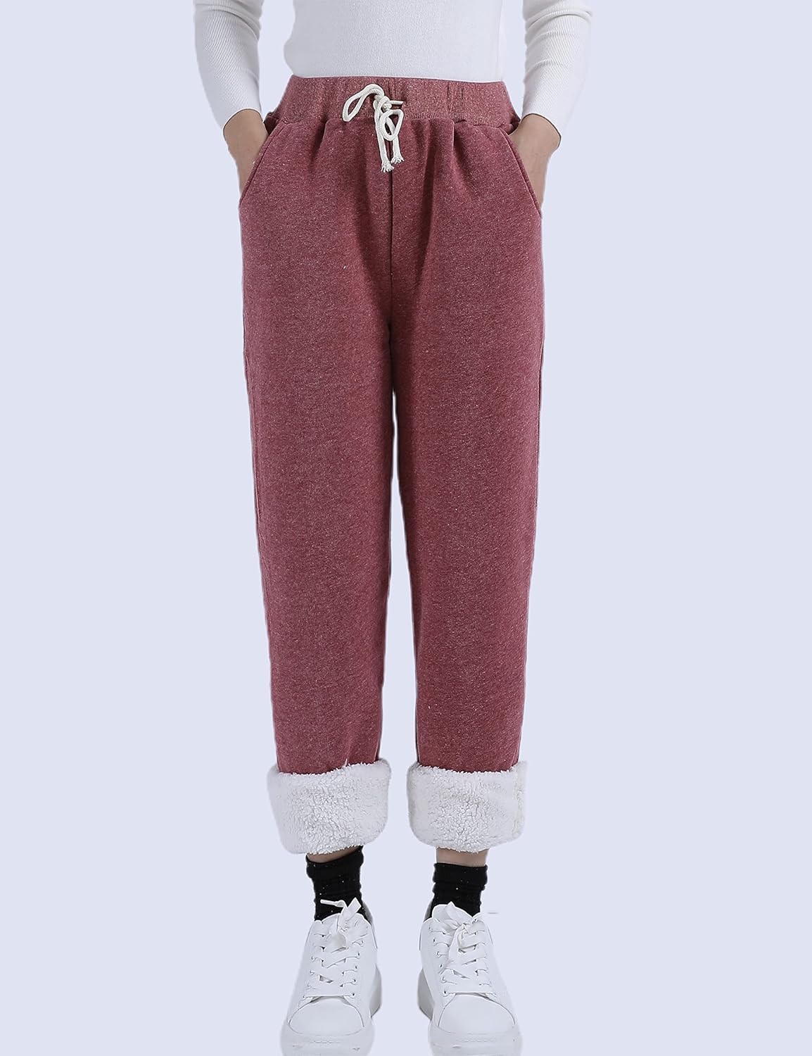 Women's Winter Warm Athletic Sweatpants Sherpa Lined Joggers Fleece Pants