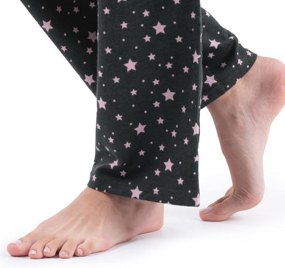 Fruit of the Loom Women's Waffle V-Neck Top and Flannel Pant Sleep Set