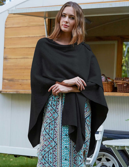 Womens Large Cross Front Poncho Sweater Wrap Topper Knitted Elegant Shawls Cape for Fall Winter