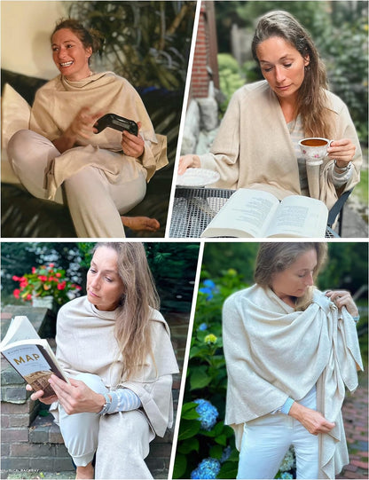 Womens Large Cross Front Poncho Sweater Wrap Topper Knitted Elegant Shawls Cape for Fall Winter