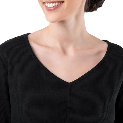 Fruit of the Loom Women's Waffle V-Neck Top and Flannel Pant Sleep Set