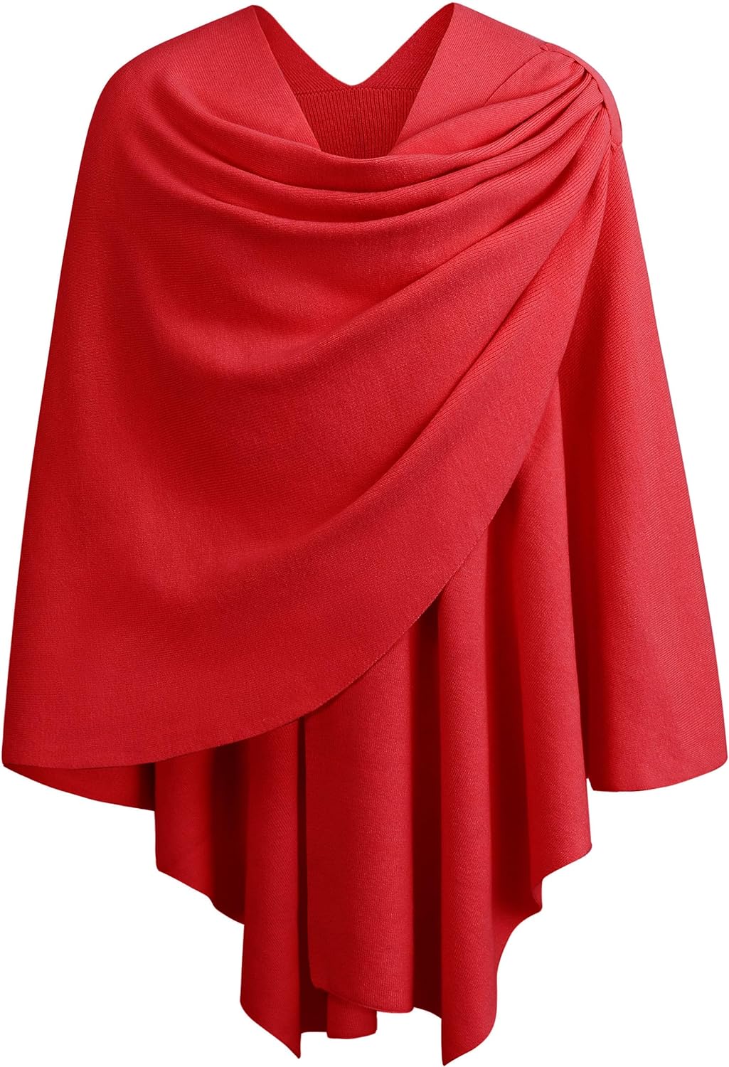 Womens Large Cross Front Poncho Sweater Wrap Topper Knitted Elegant Shawls Cape for Fall Winter