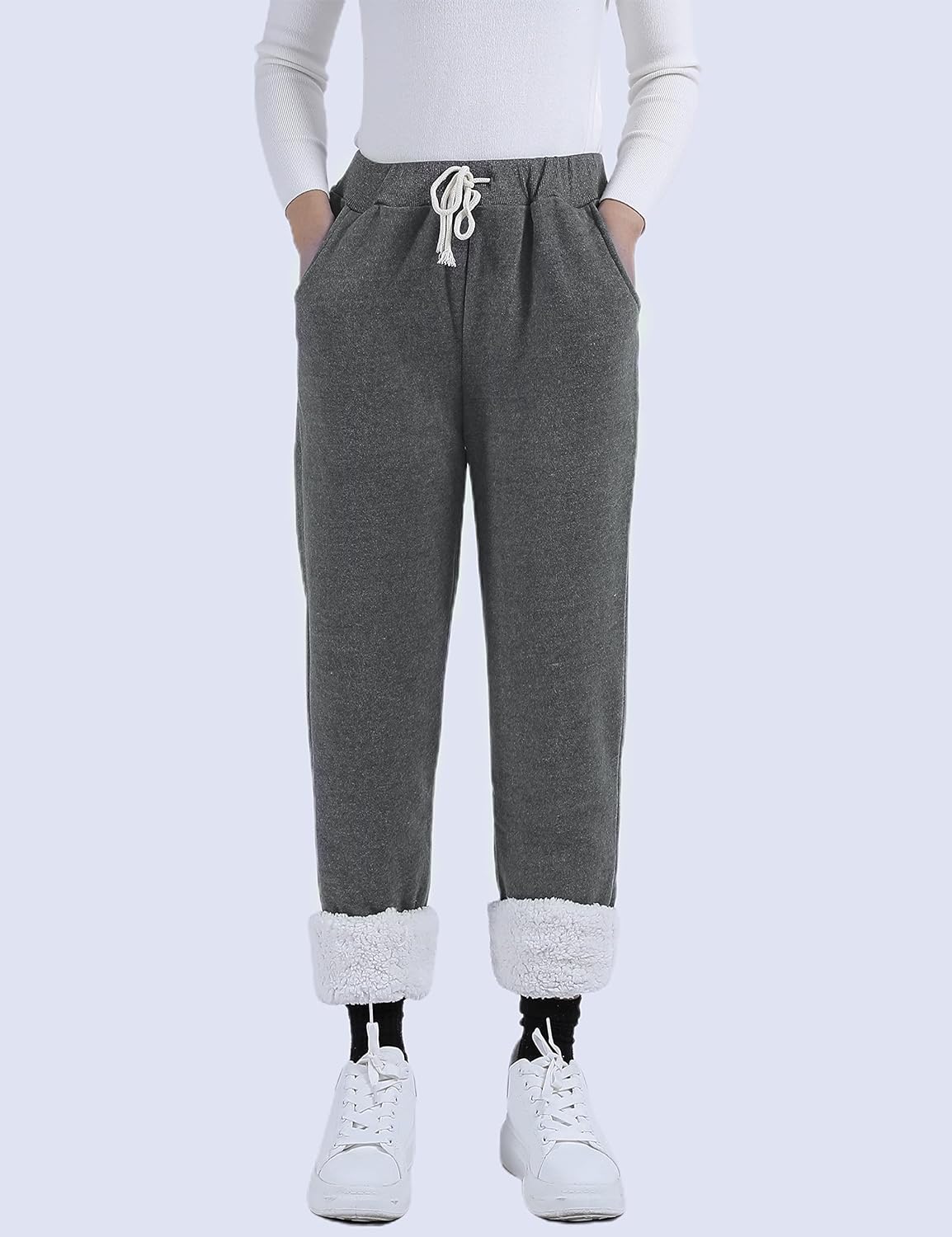 Women's Winter Warm Athletic Sweatpants Sherpa Lined Joggers Fleece Pants
