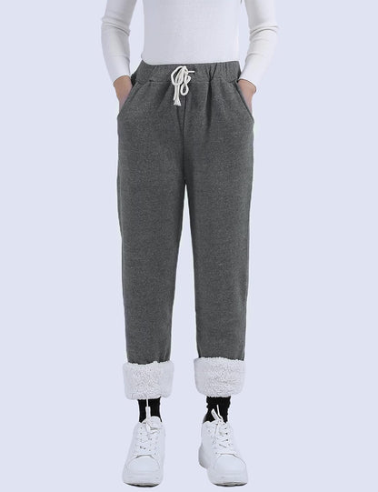 Women's Winter Warm Athletic Sweatpants Sherpa Lined Joggers Fleece Pants