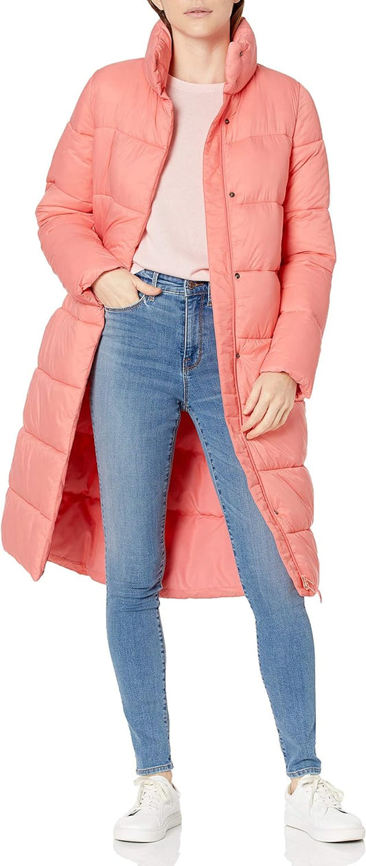 Women's Lightweight Water-Resistant Longer Length Cocoon Puffer Coat