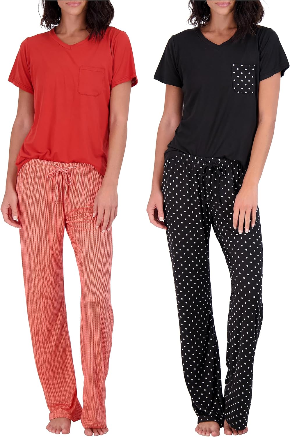 2 Pack: Women’s Pajama Set Super-Soft Short & Long Sleeve Top With Pants (Available In Plus Size)