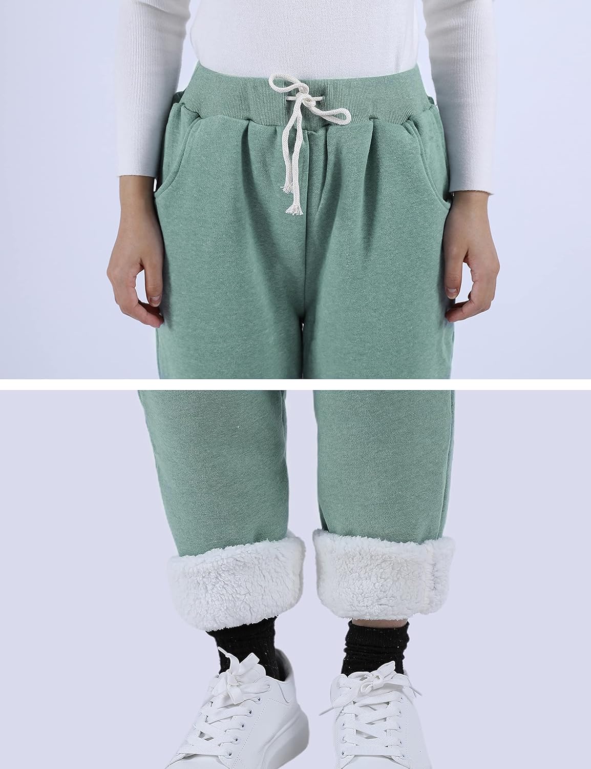 Women's Winter Warm Athletic Sweatpants Sherpa Lined Joggers Fleece Pants