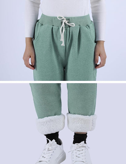 Women's Winter Warm Athletic Sweatpants Sherpa Lined Joggers Fleece Pants