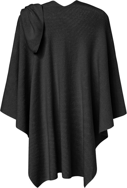 Womens Large Cross Front Poncho Sweater Wrap Topper Knitted Elegant Shawls Cape for Fall Winter