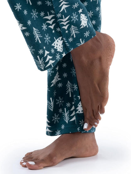 Fruit of the Loom Women's Waffle V-Neck Top and Flannel Pant Sleep Set