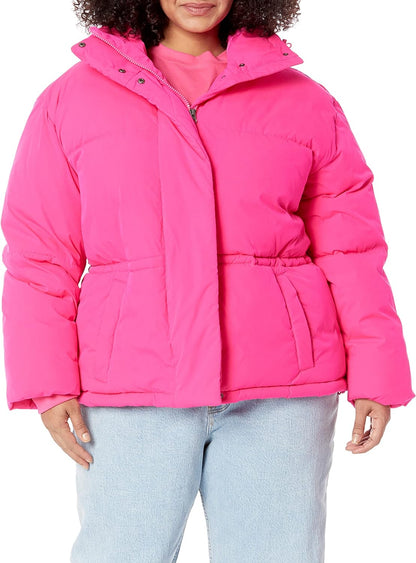 Women's Short Waisted Puffer Jacket (Available in Plus Size)