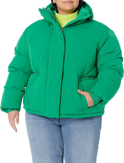 Women's Short Waisted Puffer Jacket (Available in Plus Size)