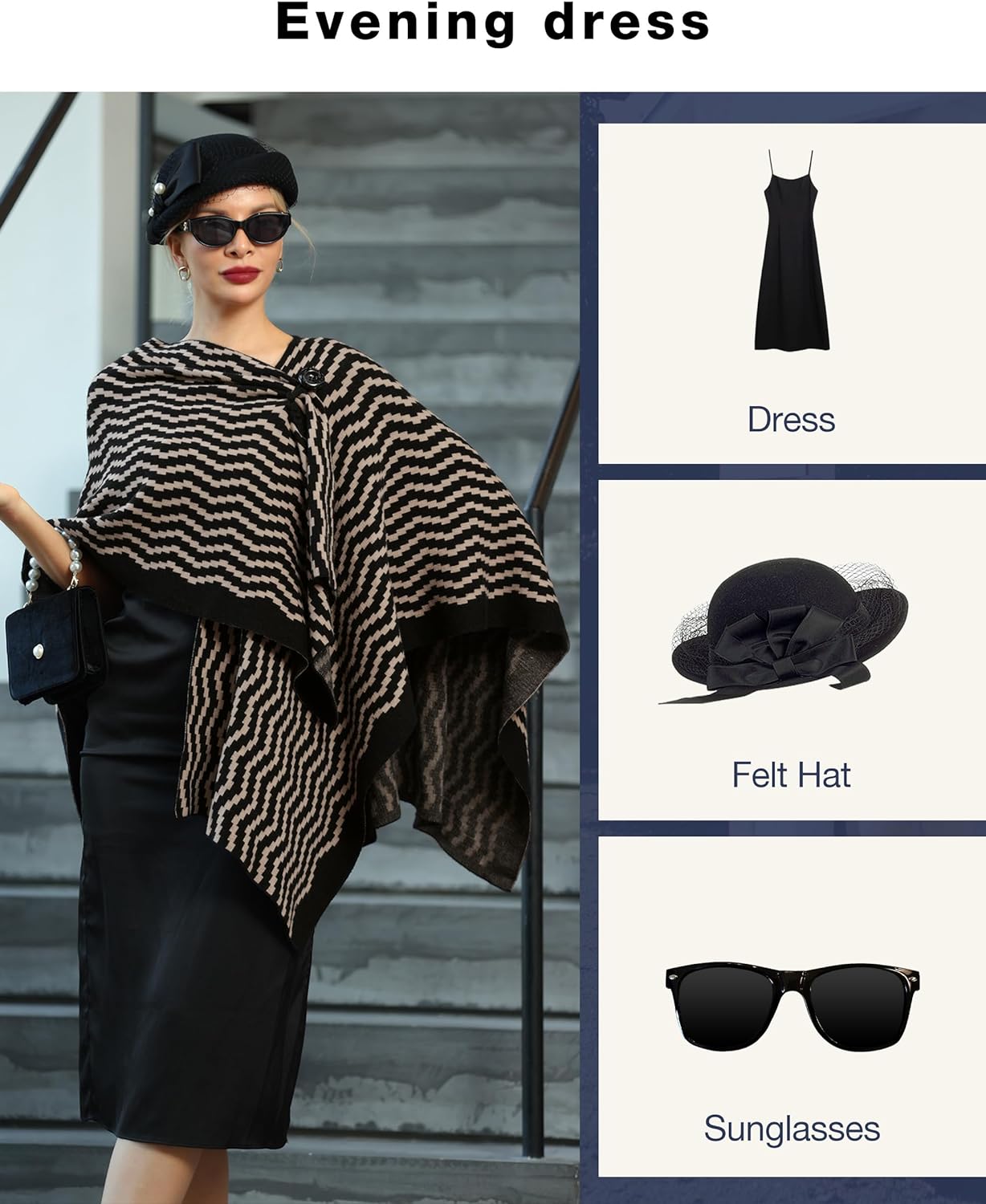 Womens Large Cross Front Poncho Sweater Wrap Topper Knitted Elegant Shawls Cape for Fall Winter