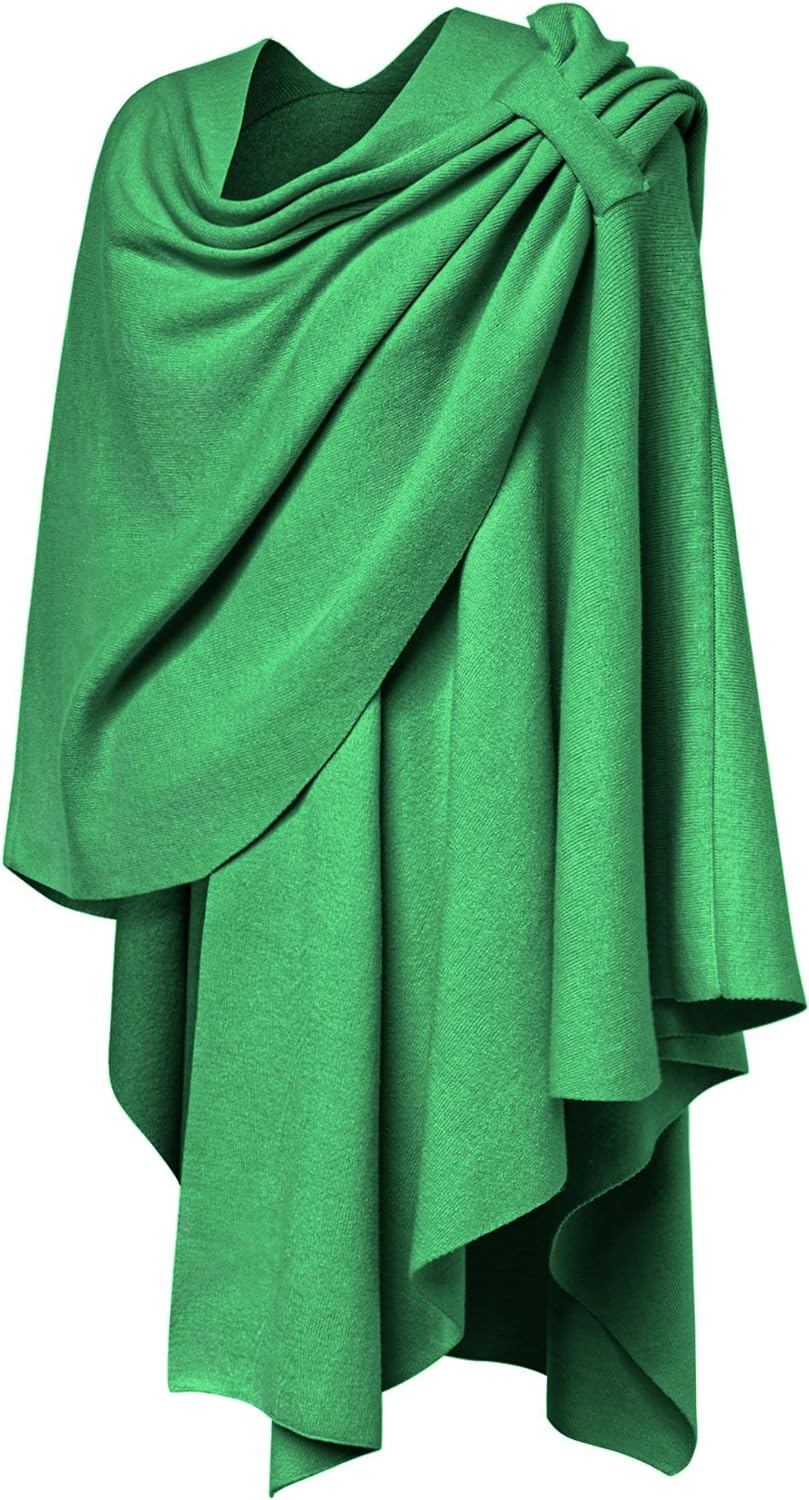 Womens Large Cross Front Poncho Sweater Wrap Topper Knitted Elegant Shawls Cape for Fall Winter