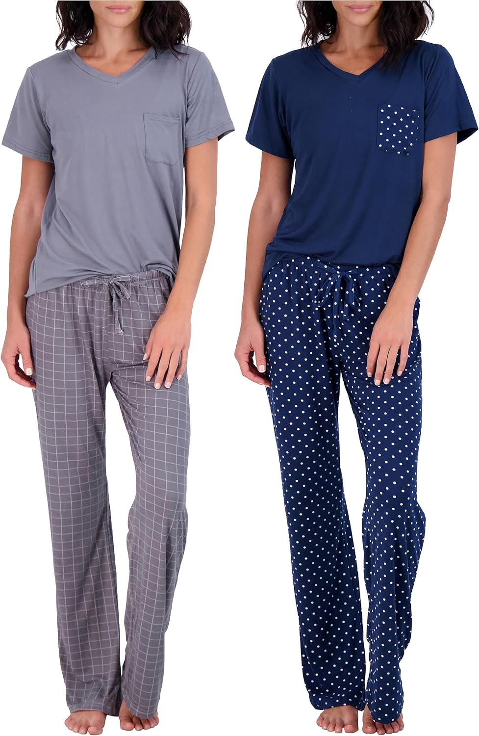 2 Pack: Women’s Pajama Set Super-Soft Short & Long Sleeve Top With Pants (Available In Plus Size)