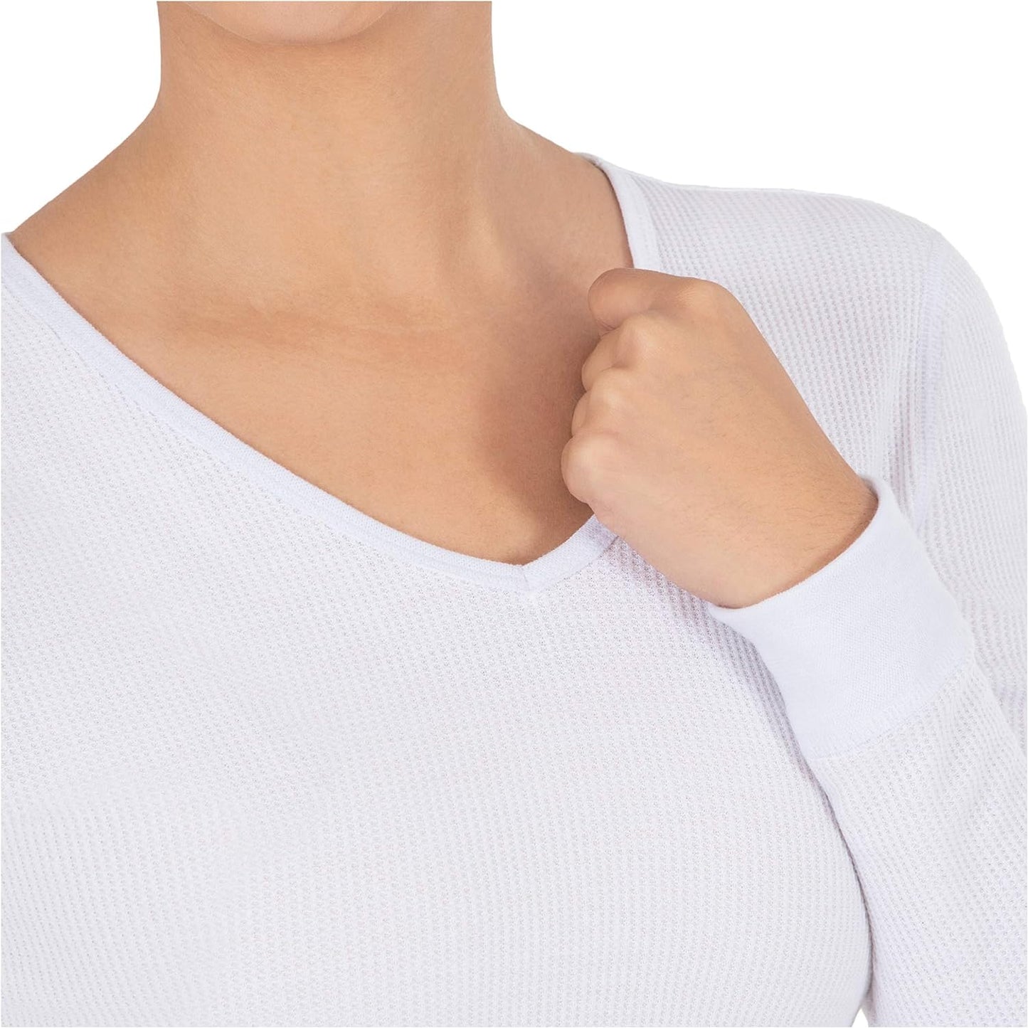 Women's Micro Waffle Thermal V-Neck