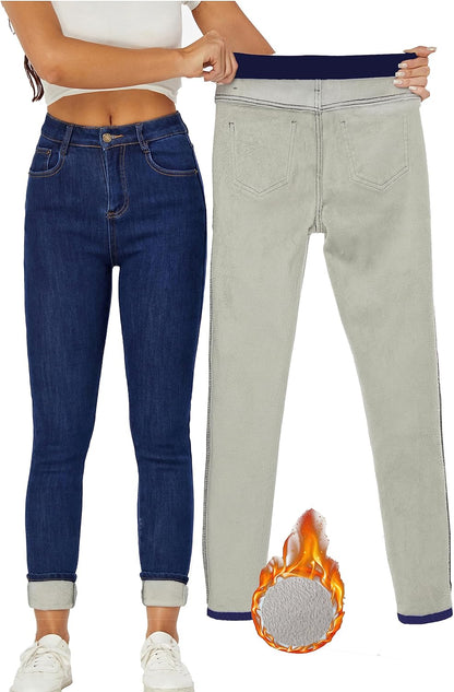 Women's Winter Fleece Lined Sherpa Thermal Skinny Pants Casual Warm Trousers