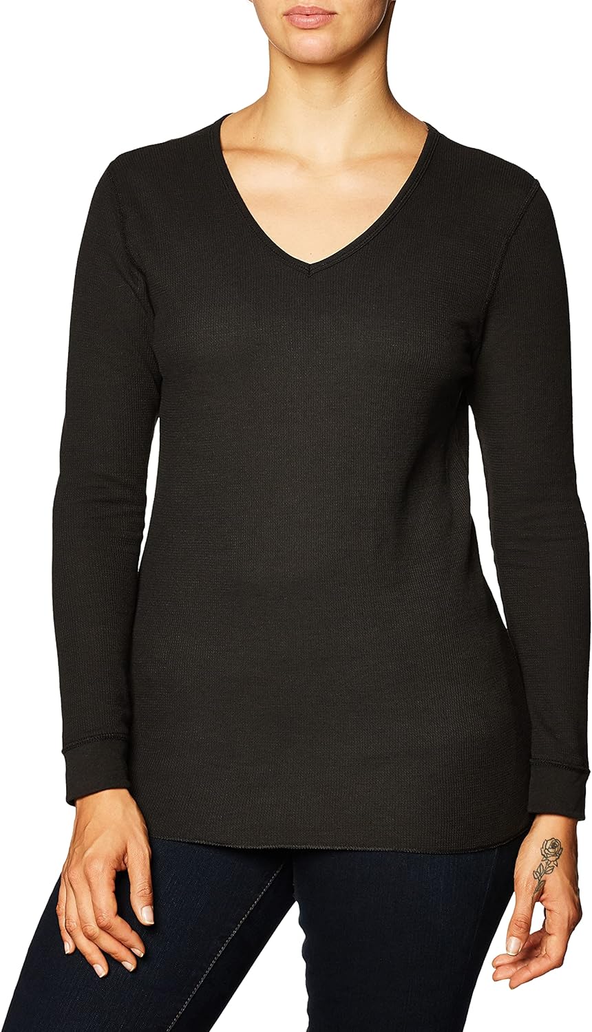 Women's Micro Waffle Thermal V-Neck