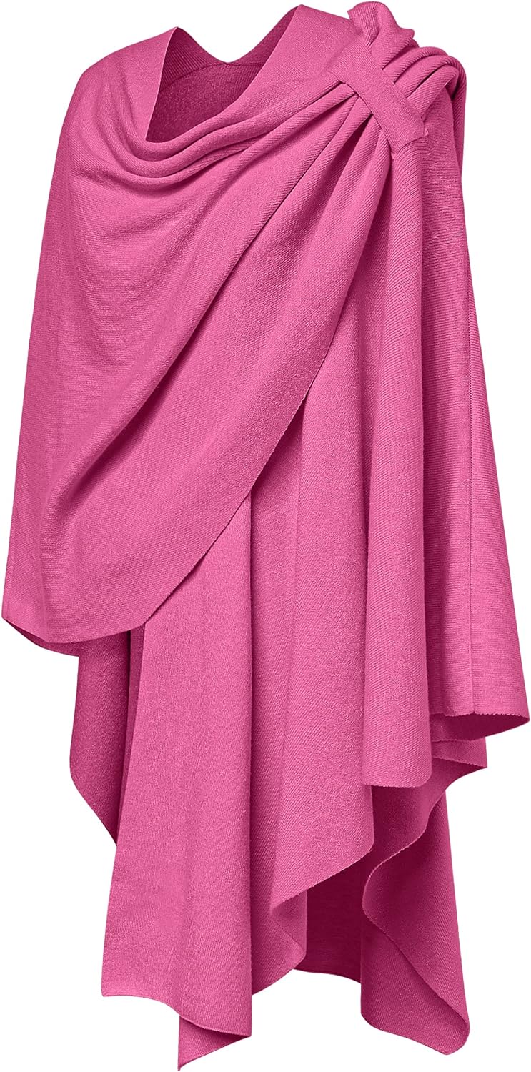 Womens Large Cross Front Poncho Sweater Wrap Topper Knitted Elegant Shawls Cape for Fall Winter