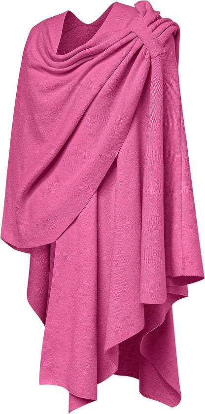 Womens Large Cross Front Poncho Sweater Wrap Topper Knitted Elegant Shawls Cape for Fall Winter