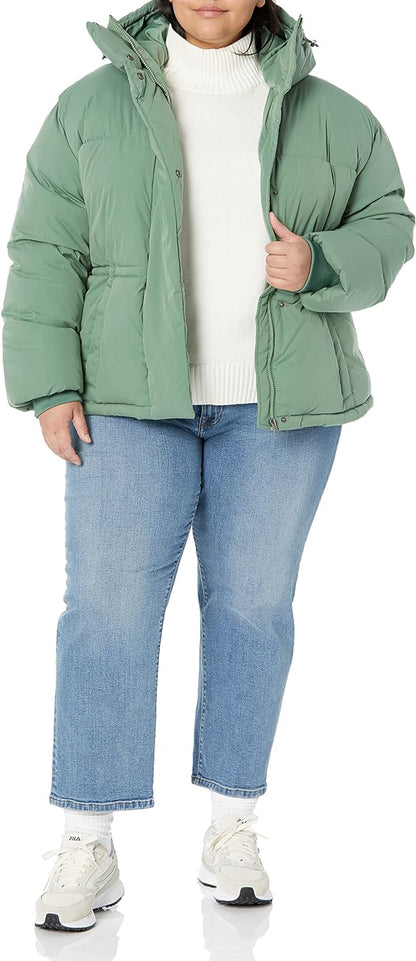 Women's Short Waisted Puffer Jacket (Available in Plus Size)