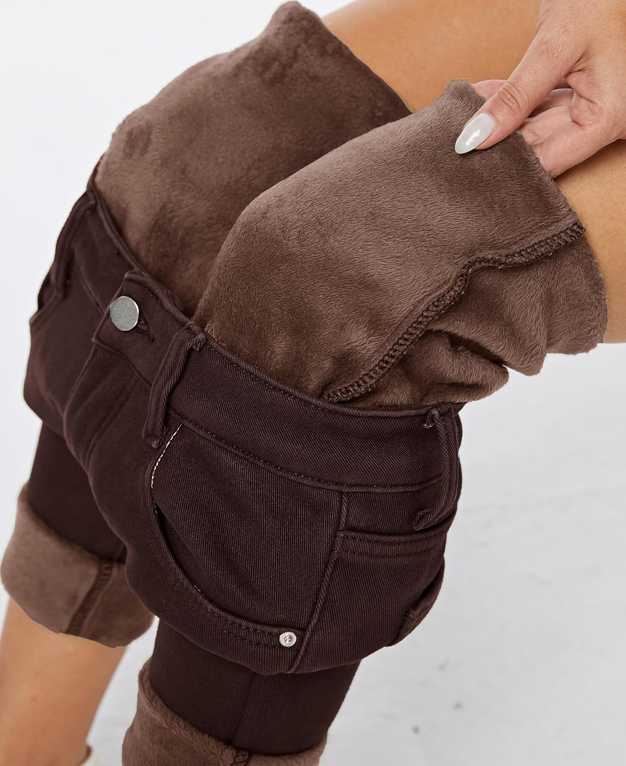 Women's Winter Fleece Lined Sherpa Thermal Skinny Pants Casual Warm Trousers