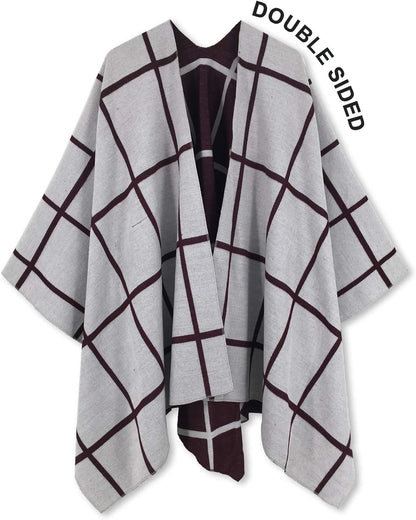 Women's Shawl Wrap Poncho Ruana Cape Open Front Cardigan Shawls for Fall Winter