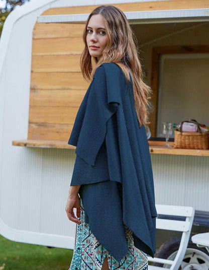 Womens Large Cross Front Poncho Sweater Wrap Topper Knitted Elegant Shawls Cape for Fall Winter