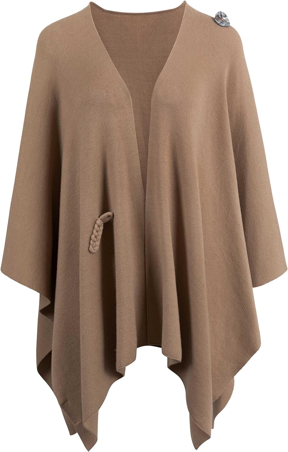 Womens Large Cross Front Poncho Sweater Wrap Topper Knitted Elegant Shawls Cape for Fall Winter