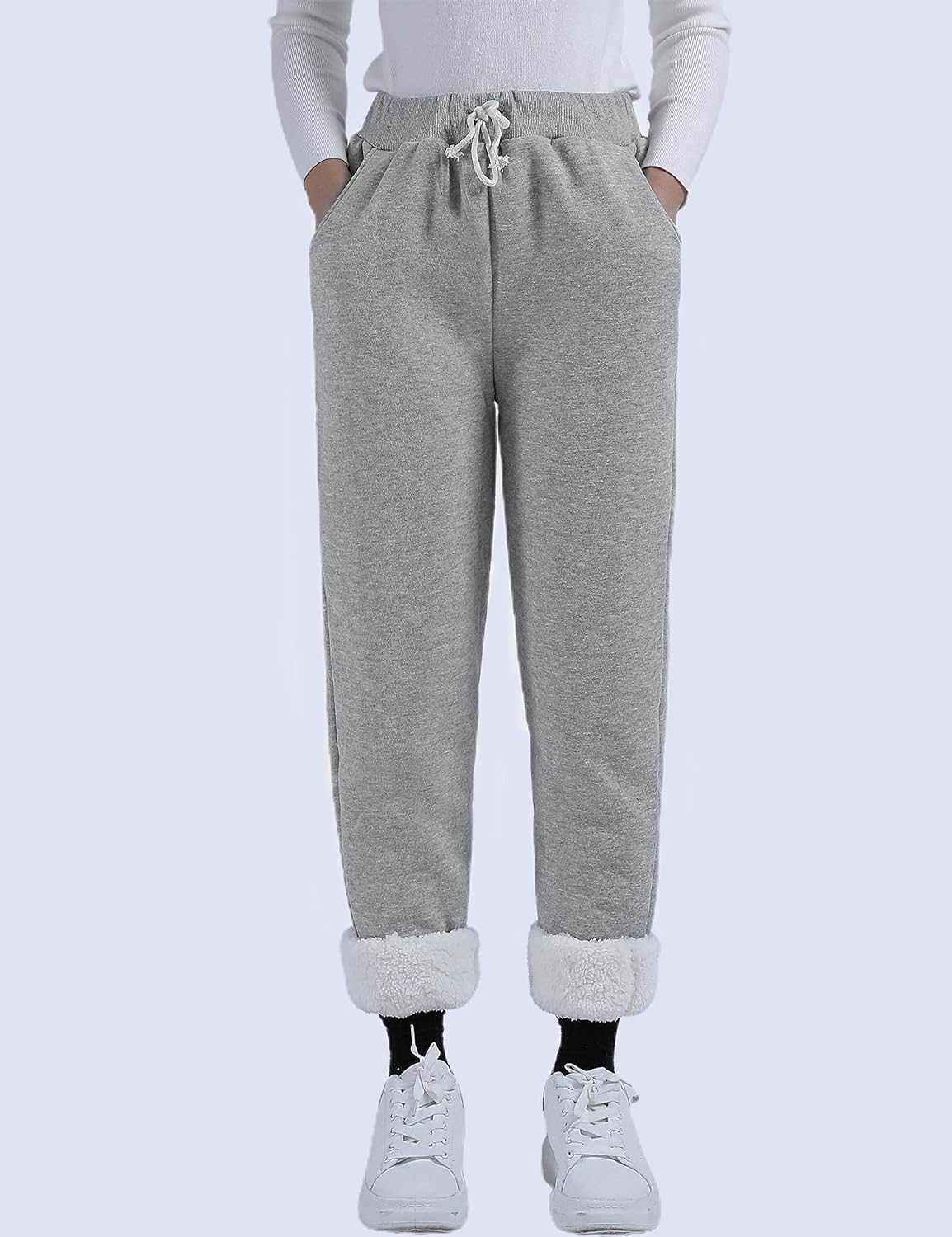 Women's Winter Warm Athletic Sweatpants Sherpa Lined Joggers Fleece Pants