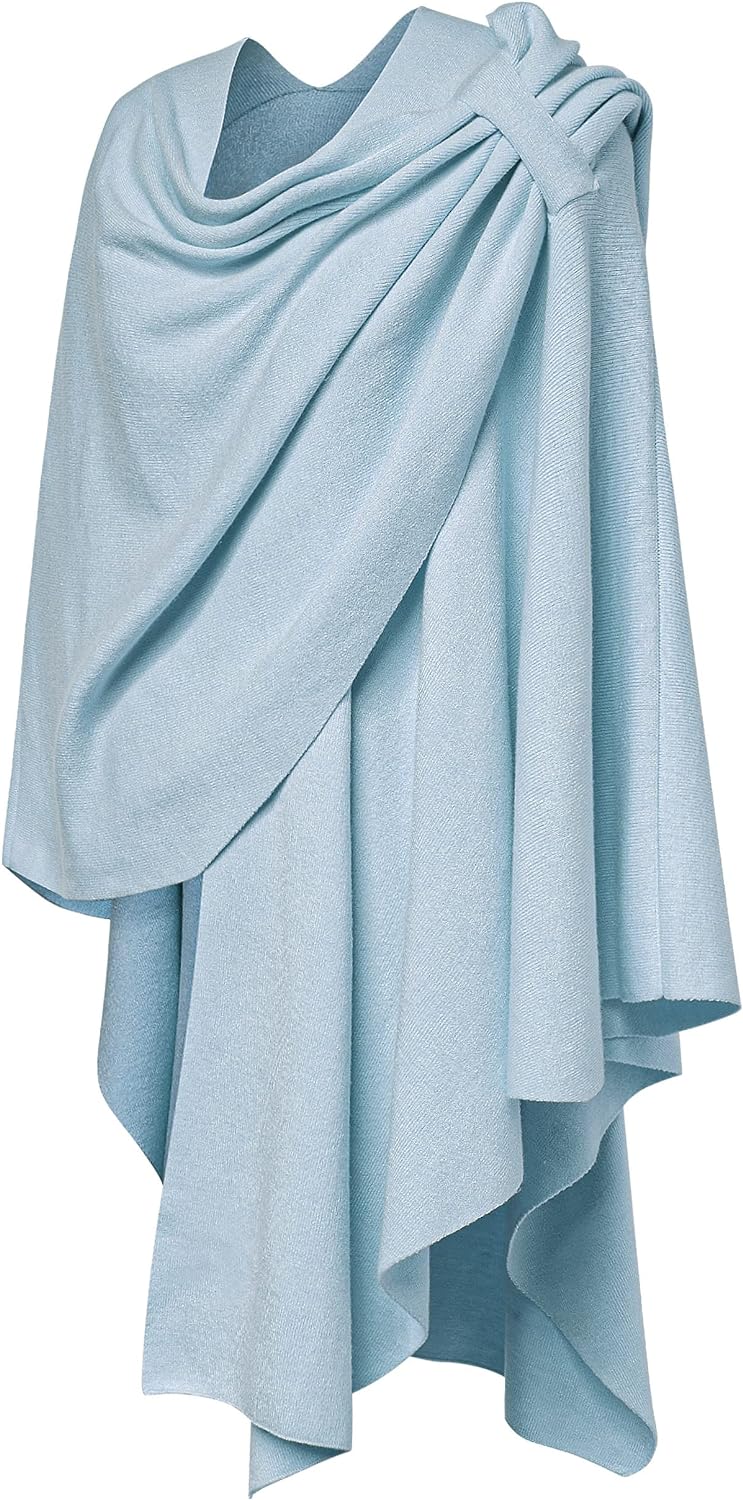 Womens Large Cross Front Poncho Sweater Wrap Topper Knitted Elegant Shawls Cape for Fall Winter