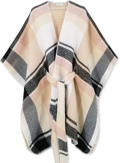 Women's Shawl Wrap Poncho Ruana Cape Open Front Cardigan Shawls for Fall Winter