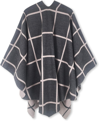 Women's Shawl Wrap Poncho Ruana Cape Open Front Cardigan Shawls for Fall Winter