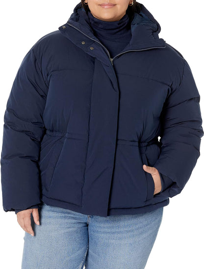 Women's Short Waisted Puffer Jacket (Available in Plus Size)