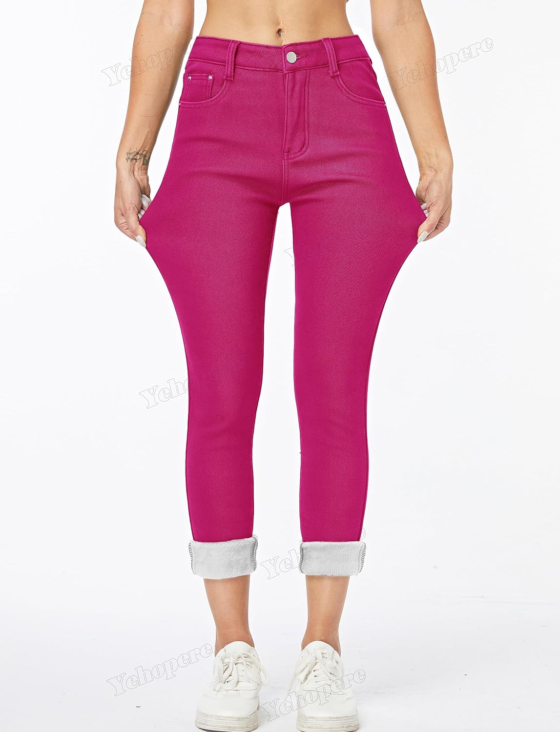 Women's Winter Fleece Lined Sherpa Thermal Skinny Pants Casual Warm Trousers