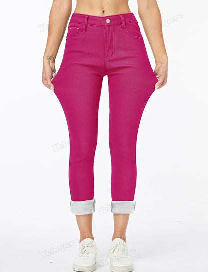 Women's Winter Fleece Lined Sherpa Thermal Skinny Pants Casual Warm Trousers