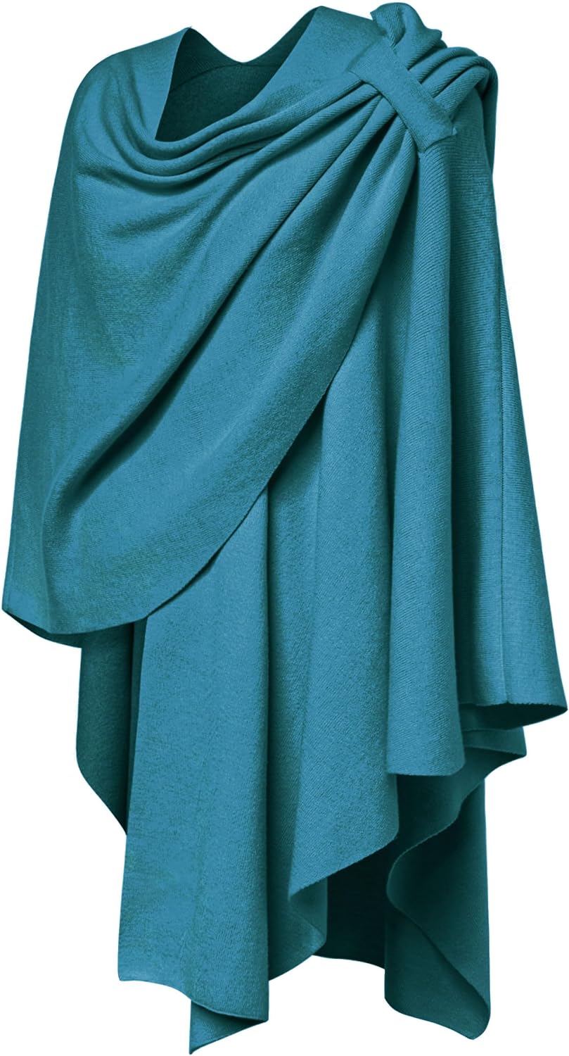 Womens Large Cross Front Poncho Sweater Wrap Topper Knitted Elegant Shawls Cape for Fall Winter