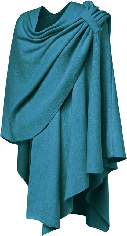 Womens Large Cross Front Poncho Sweater Wrap Topper Knitted Elegant Shawls Cape for Fall Winter