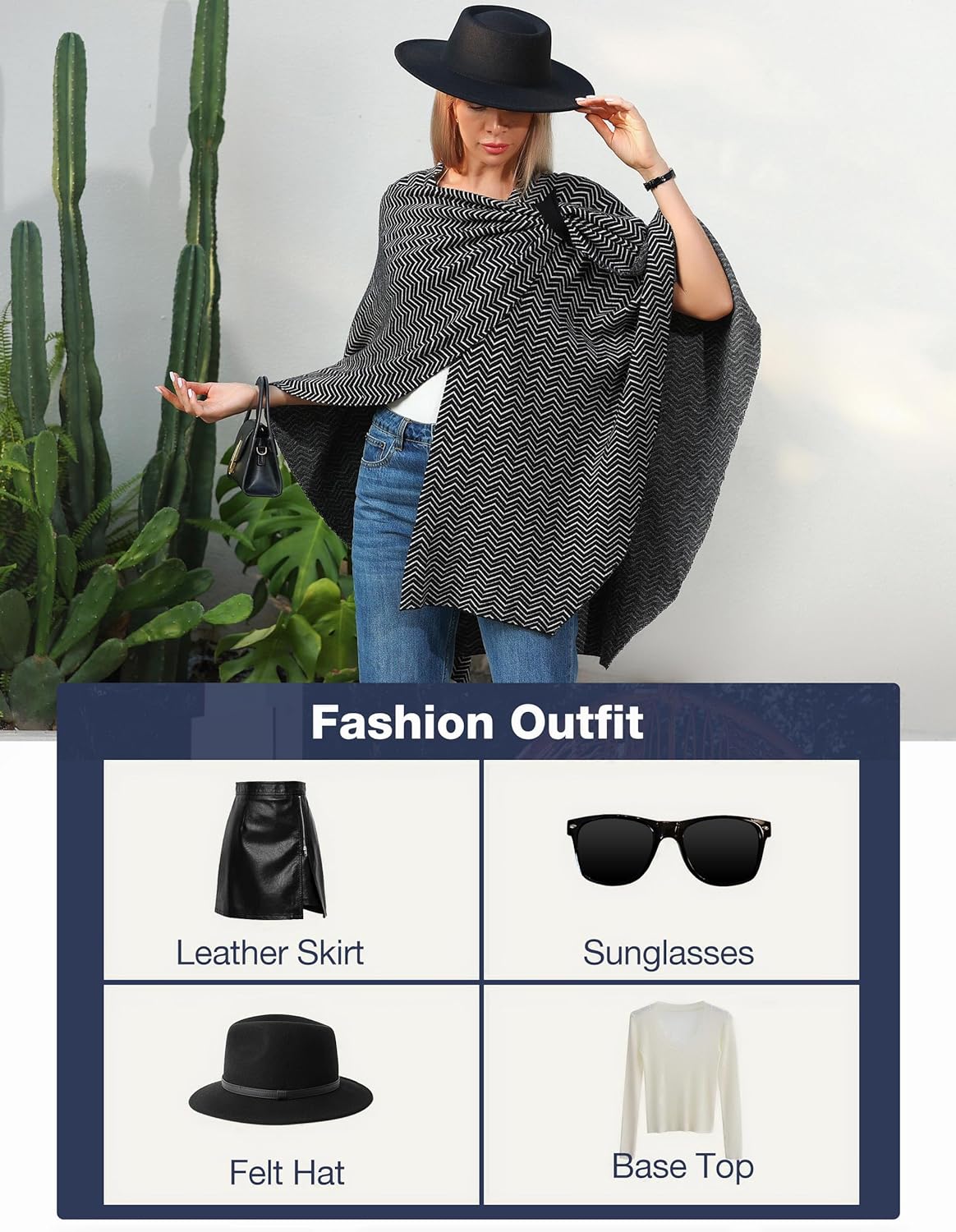 Womens Large Cross Front Poncho Sweater Wrap Topper Knitted Elegant Shawls Cape for Fall Winter