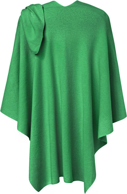 Womens Large Cross Front Poncho Sweater Wrap Topper Knitted Elegant Shawls Cape for Fall Winter