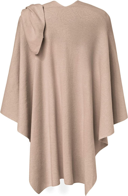 Womens Large Cross Front Poncho Sweater Wrap Topper Knitted Elegant Shawls Cape for Fall Winter