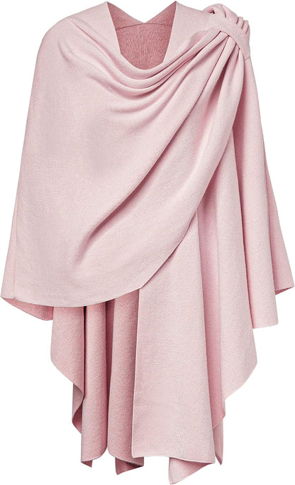 Womens Large Cross Front Poncho Sweater Wrap Topper Knitted Elegant Shawls Cape for Fall Winter