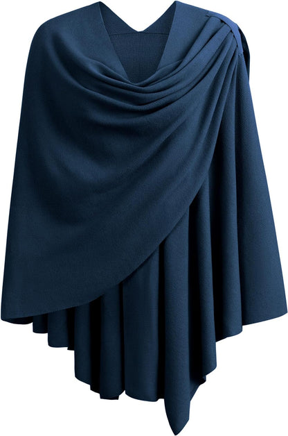 Womens Large Cross Front Poncho Sweater Wrap Topper Knitted Elegant Shawls Cape for Fall Winter