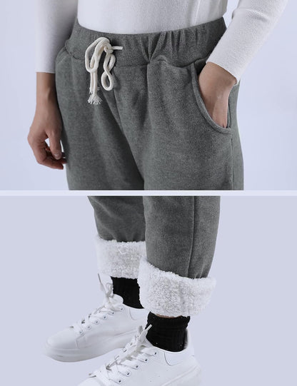 Women's Winter Warm Athletic Sweatpants Sherpa Lined Joggers Fleece Pants