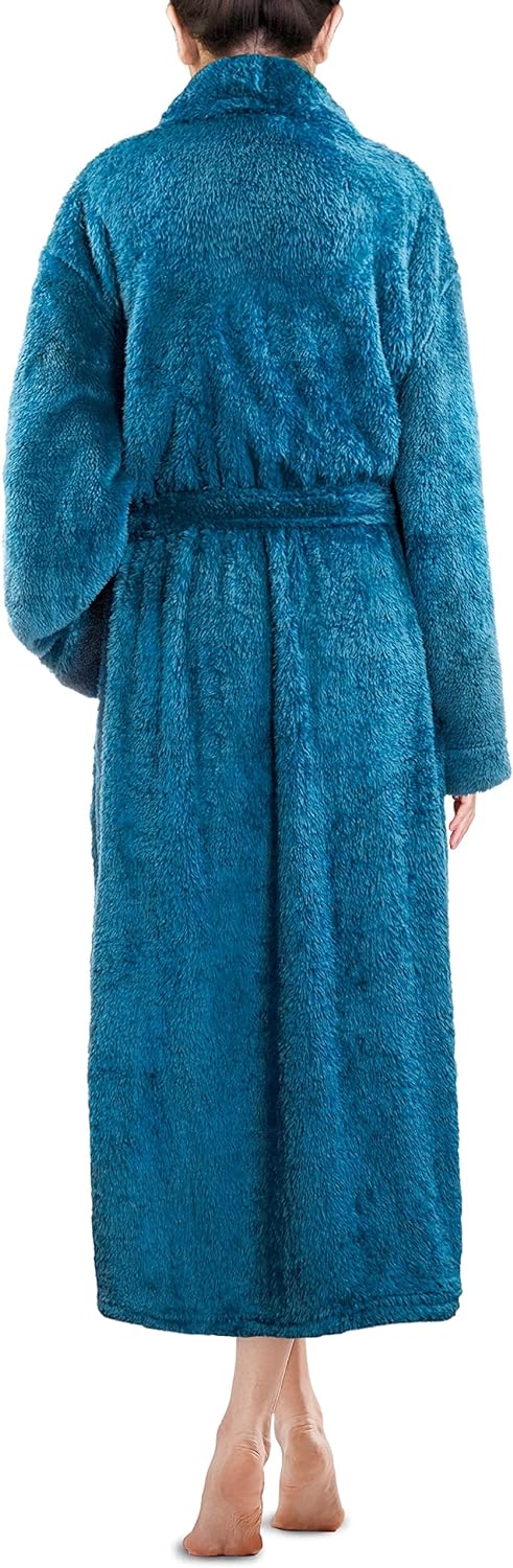 Premium Womens Plush Soft Robe Fluffy, Warm, Fleece Sherpa Shaggy Bathrobe