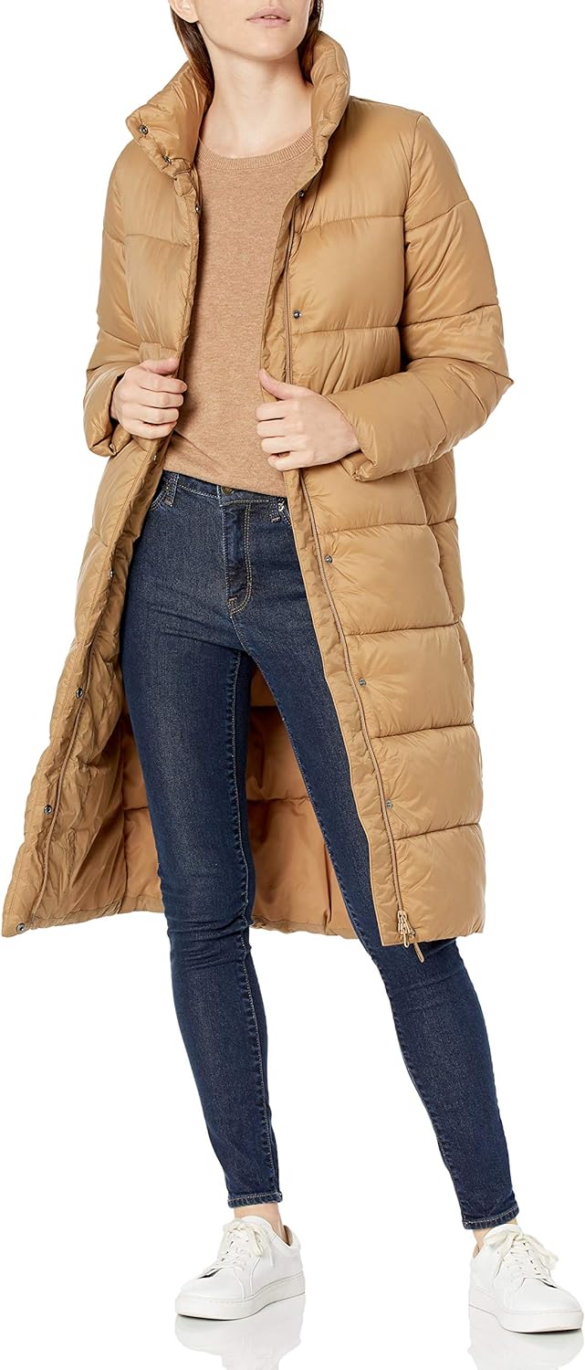 Women's Lightweight Water-Resistant Longer Length Cocoon Puffer Coat