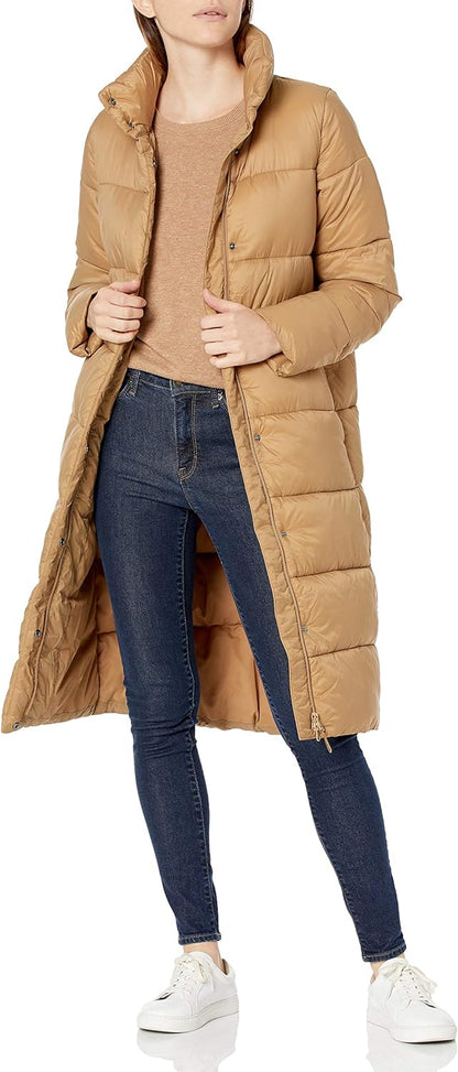 Women's Lightweight Water-Resistant Longer Length Cocoon Puffer Coat