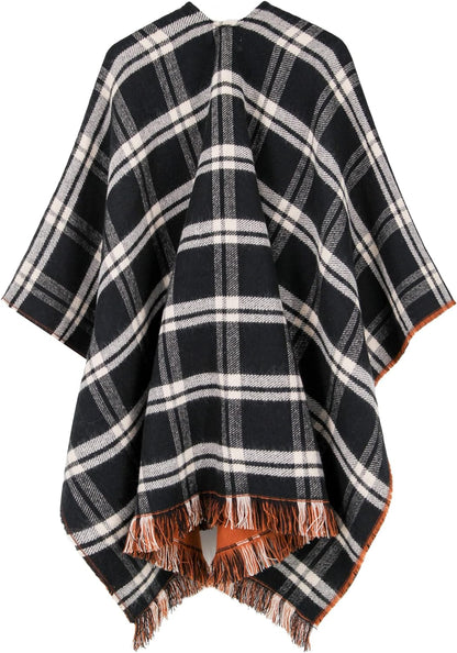 Women's Shawl Wrap Poncho Ruana Cape Open Front Cardigan Shawls for Fall Winter