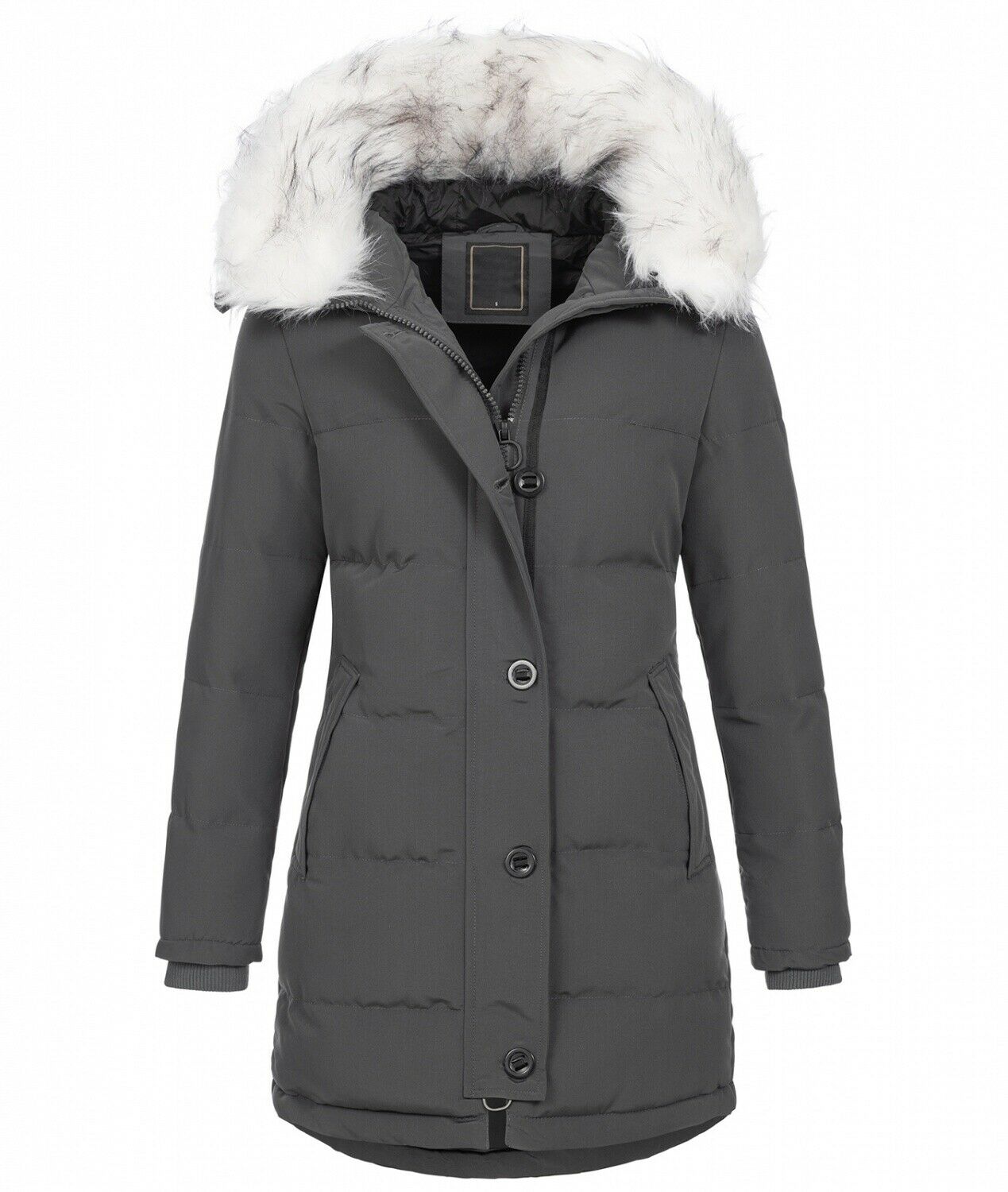 Fashion ladies parka coat with fur collar