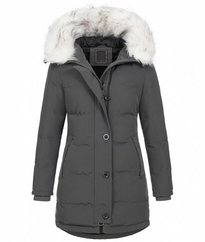 Fashion ladies parka coat with fur collar